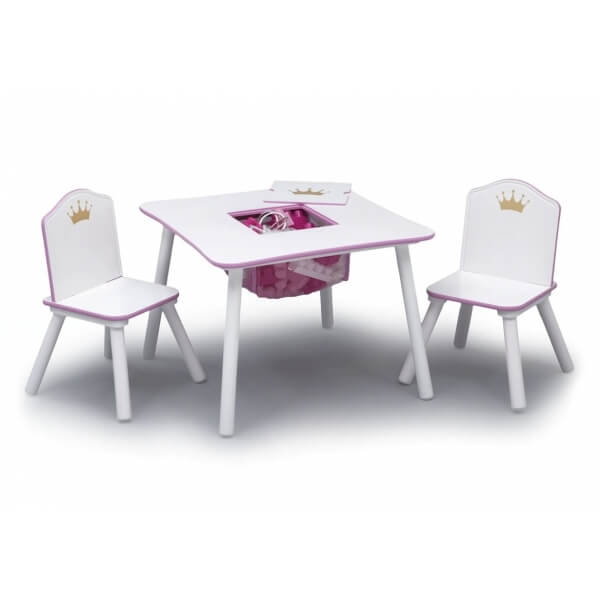 PETIT POUCE FACTORY White table with two wreath drawing chairs